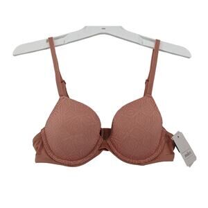 Auden Icon T Shirt Bra 32A Pink Full Coverage Underwire Lightly Lined Molded Cup